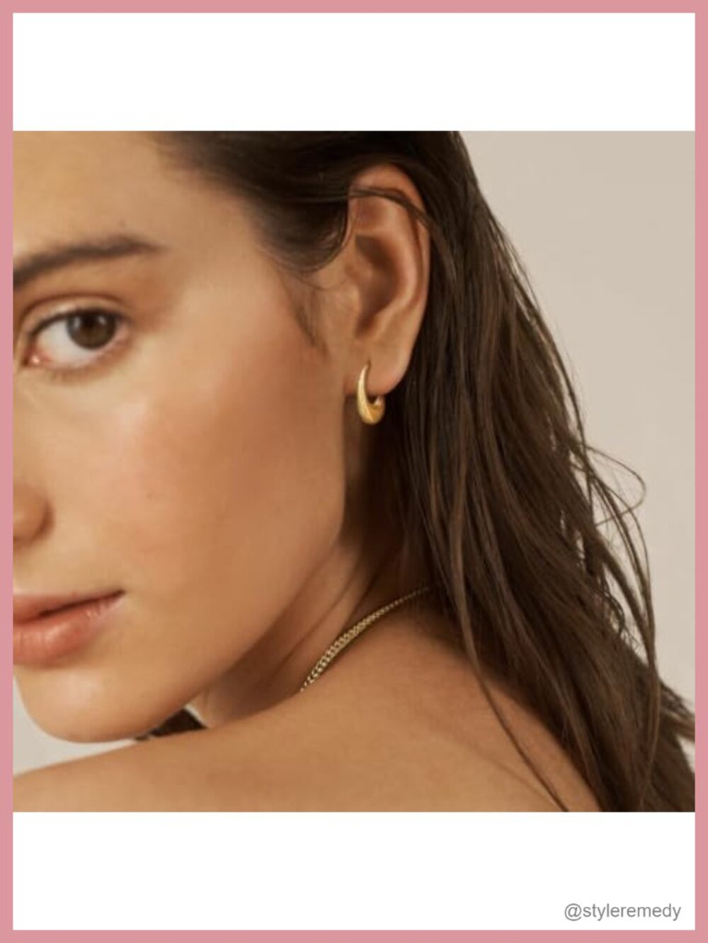 14K Gold Plated Chunky Hoop Earrings French Wire Crescent Minimalist - Picture 4 of 6